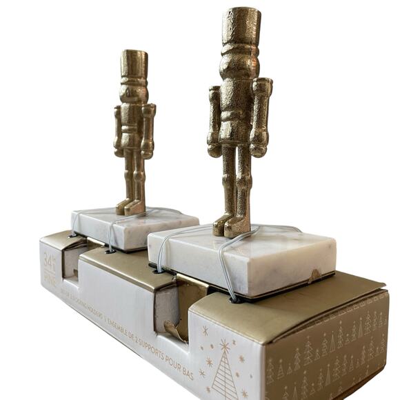 34th & Pine Stocking Holders Gold Nutcracker Marble Base Viral Christmas New - Picture 5 of 10